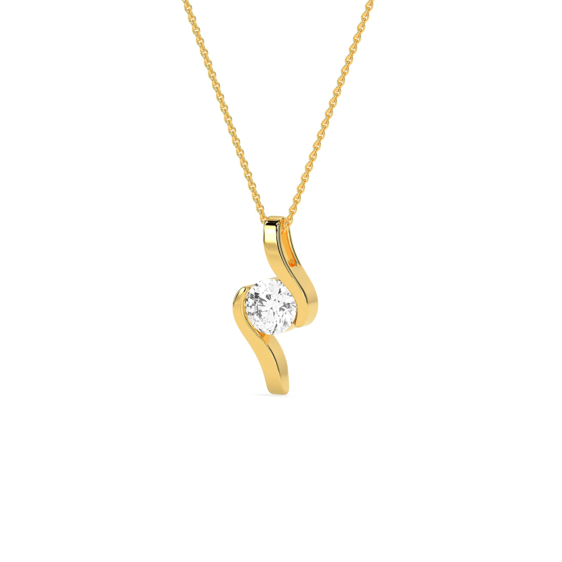Round Solitaire  Diamond Pendant - Godahari Dev Jewells
