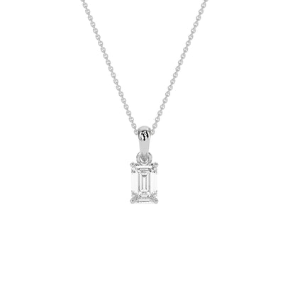 Emerald Cut Diamond Pendant Necklace in 14K & 18K Gold | White, Yellow & Rose Gold Solitaire Pendant