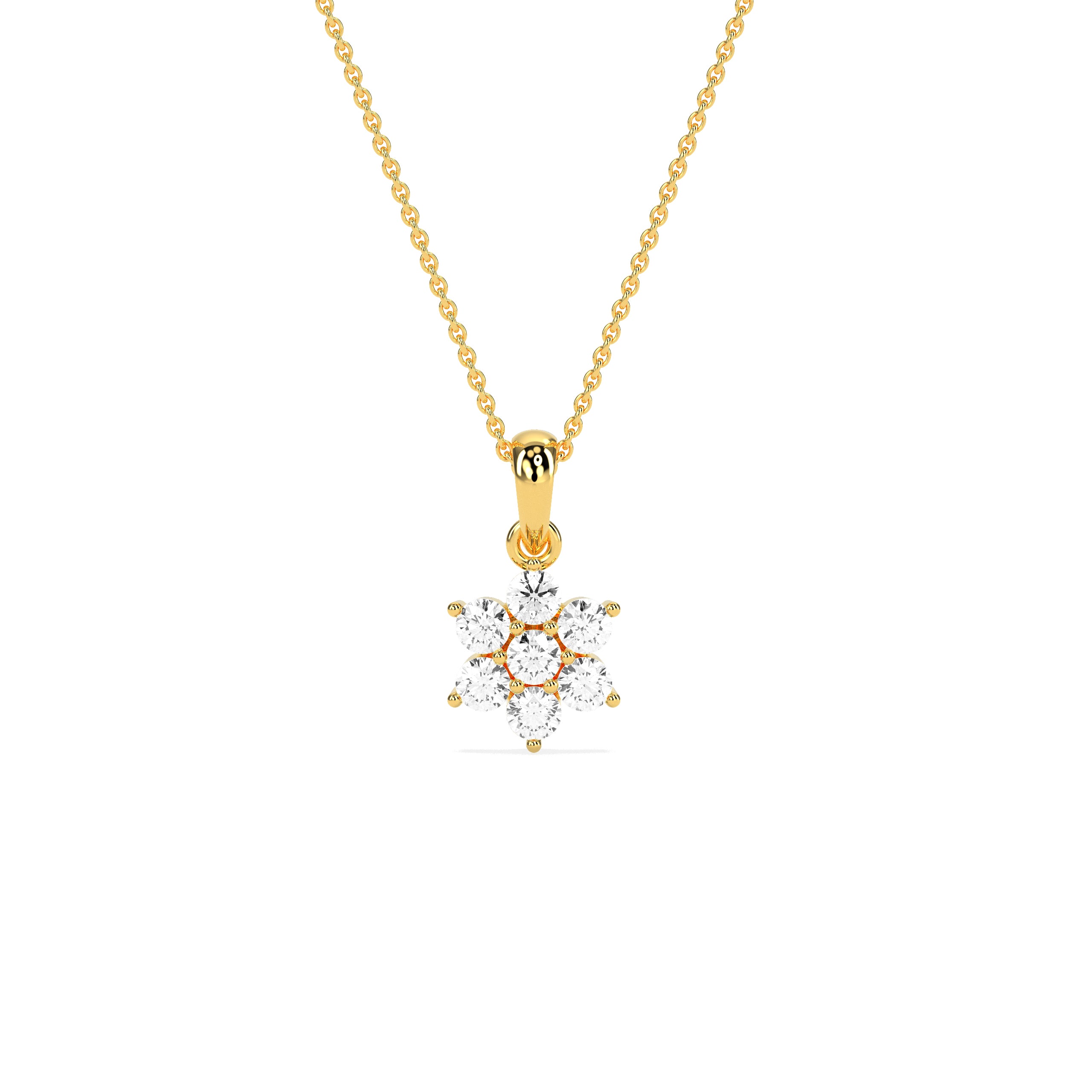Floral Diamond Pendant Necklace in 14K & 18K Gold | White, Yellow & Rose Gold Flower Diamond Pendant