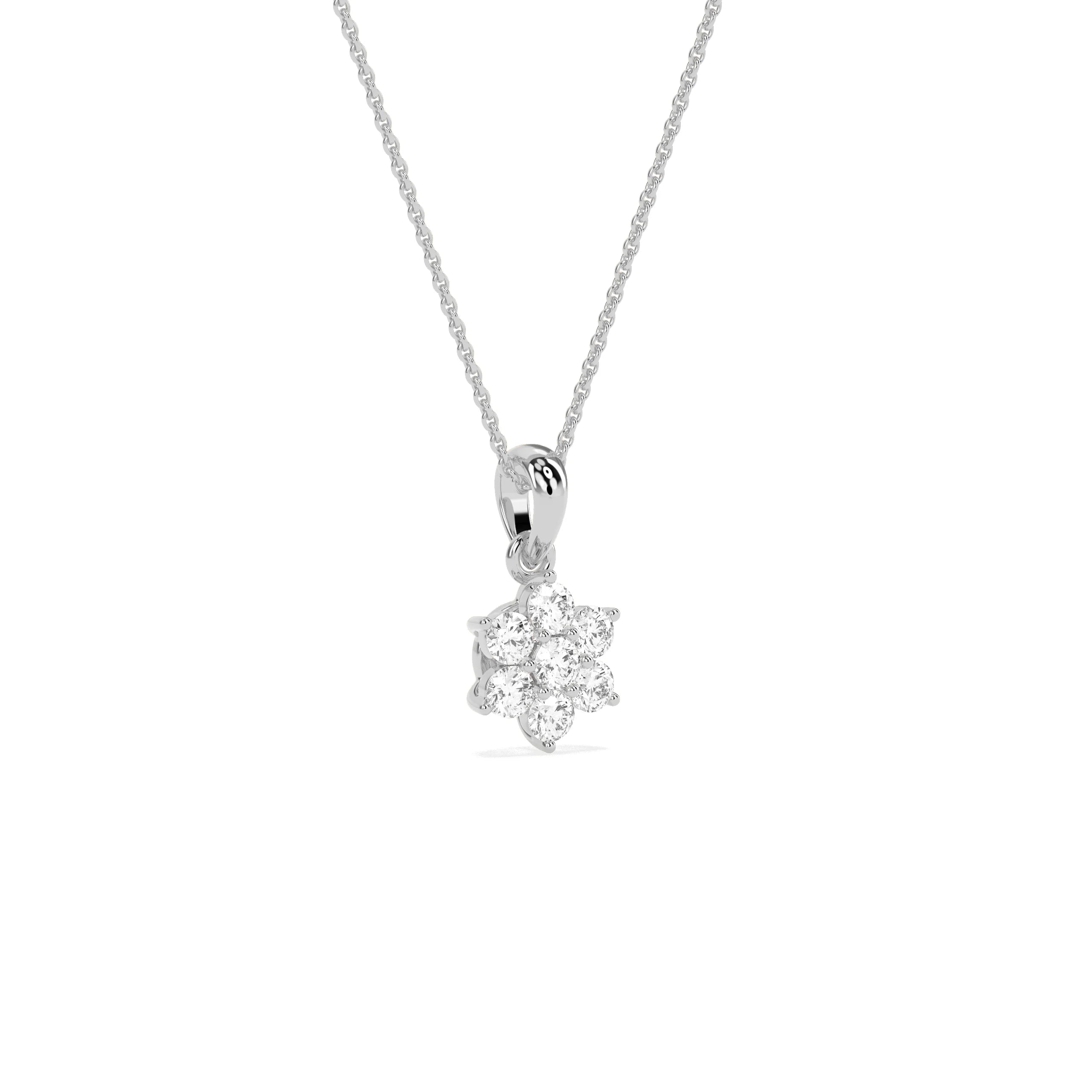 Flower Cluster Rounded Diamond Pendant - Godahari Dev Jewells