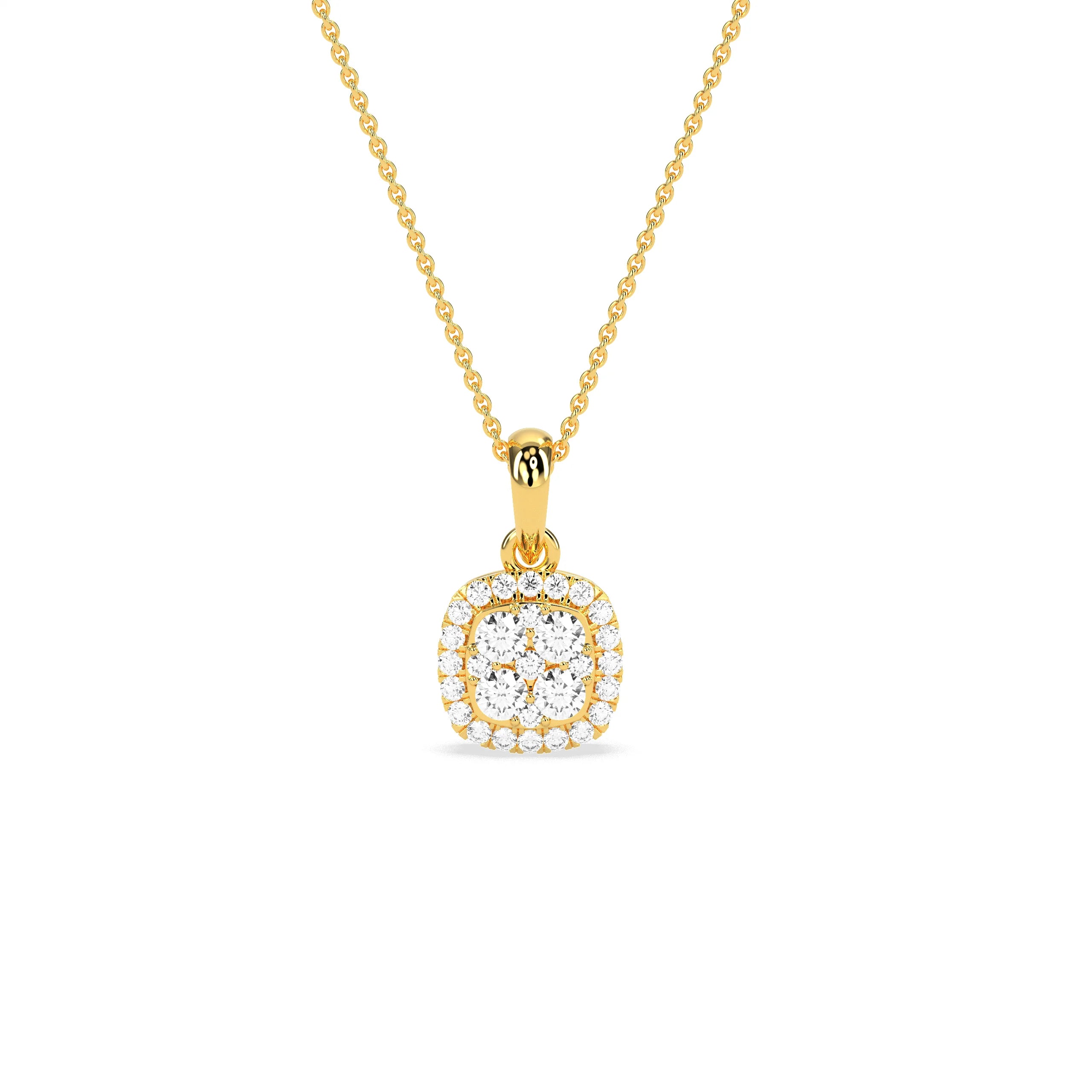 Elegant Square Cluster Diamond Pendant - Godahari Dev Jewells