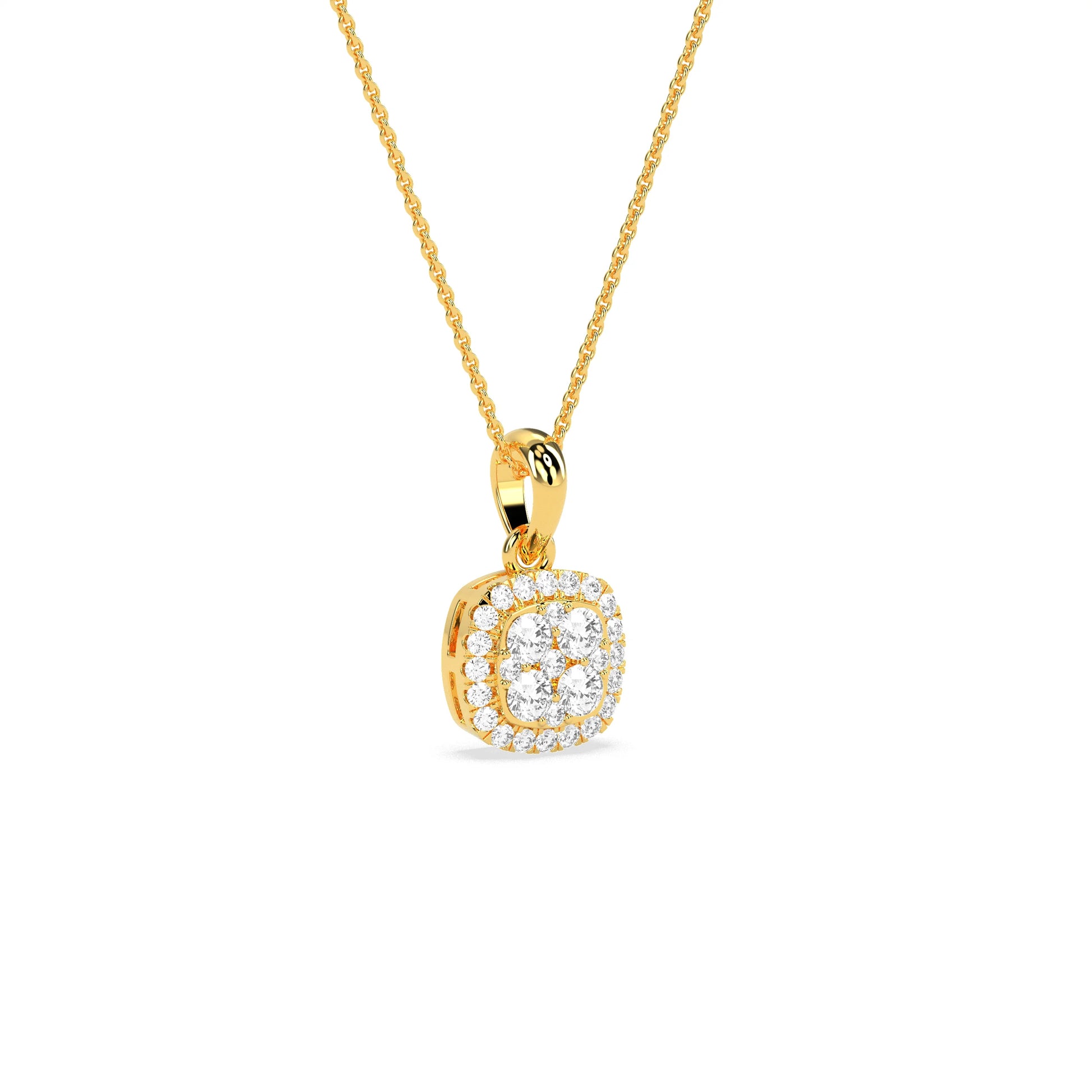 Elegant Square Cluster Diamond Pendant - Godahari Dev Jewells