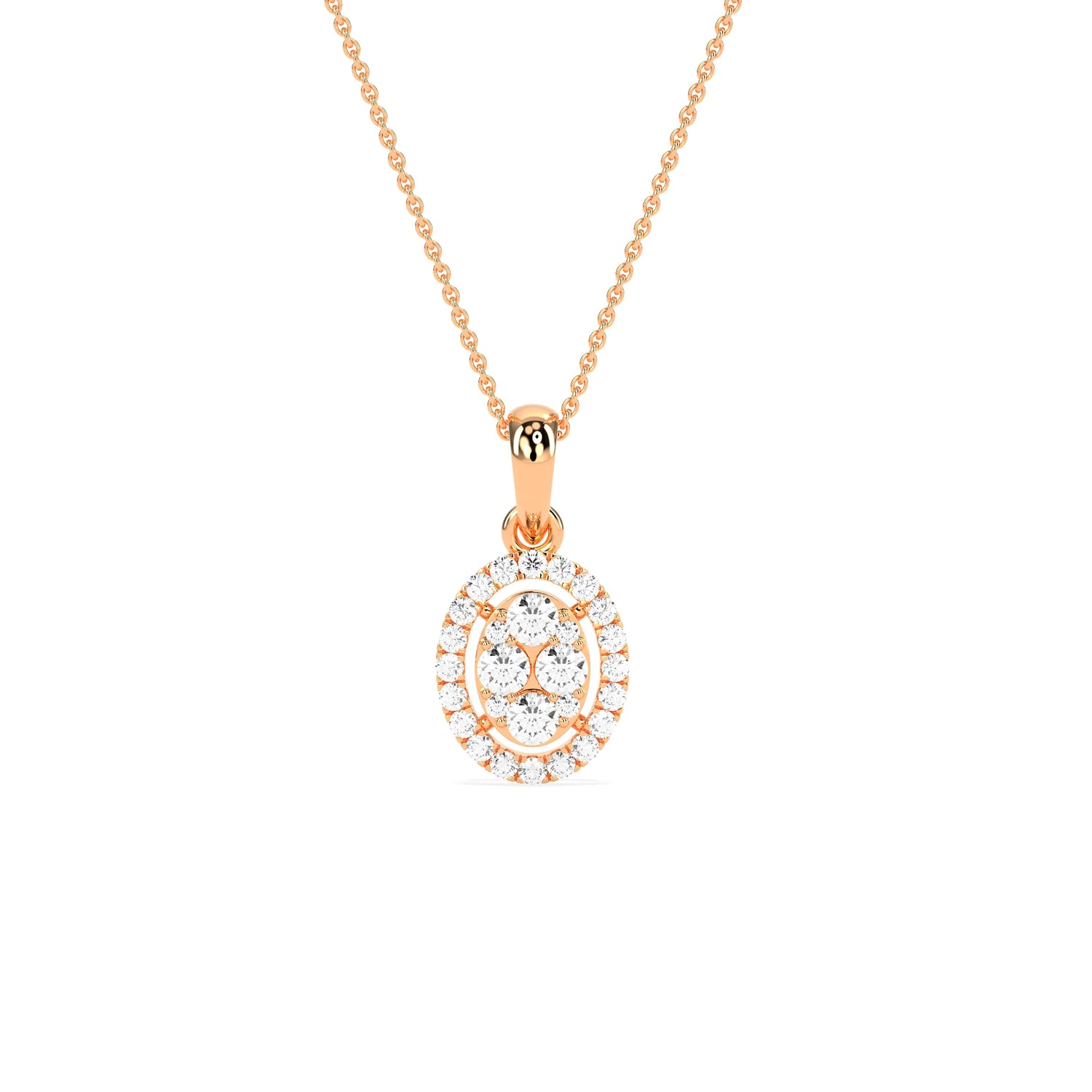 Stunning Oval Cluster Diamond Beauty Pendant - Godahari Dev Jewells