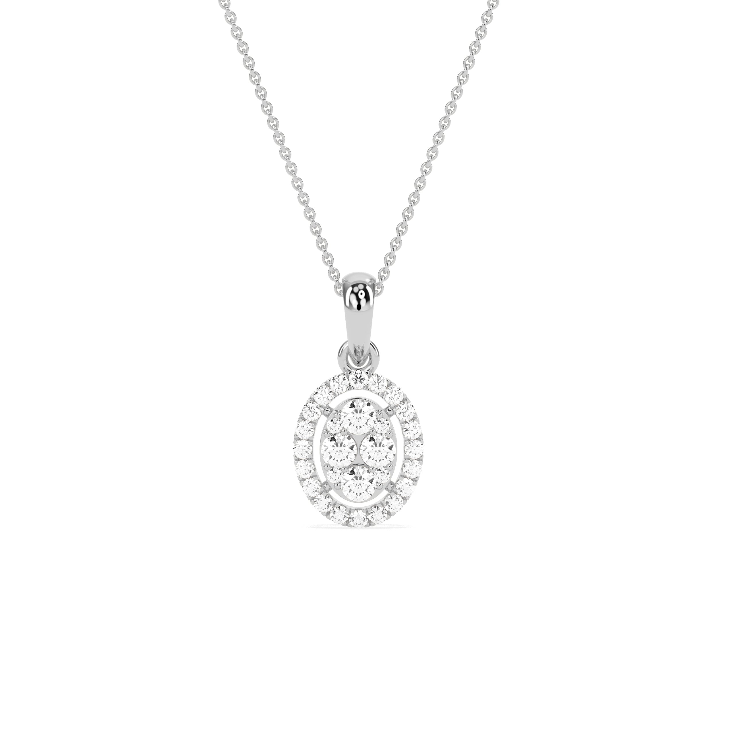 Stunning Oval Cluster Diamond Pendant - Godahari Dev Jewells