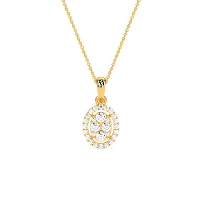 Stunning Oval Cluster Diamond Pendant - Godahari Dev Jewells