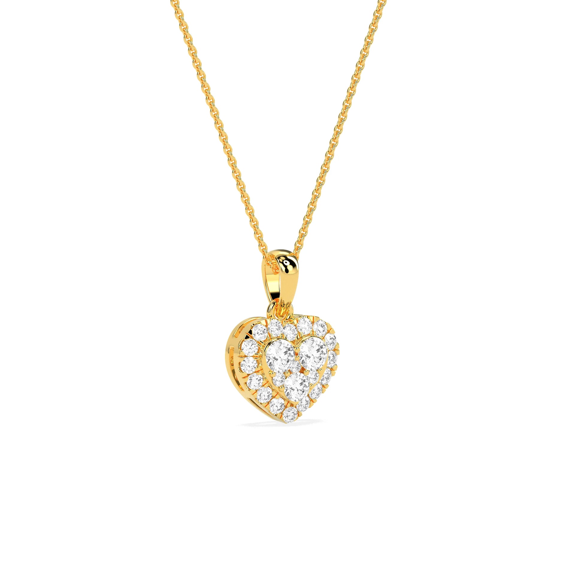 Stunning Heart Shaped Round Diamond Pendant - Godahari Dev Jewells