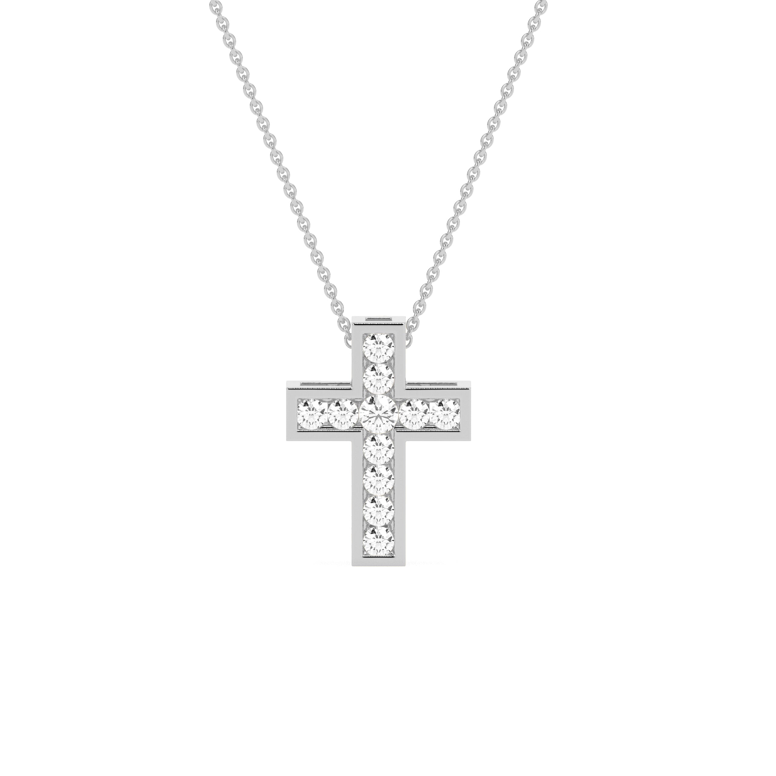 Diamond Cross Pendant Necklace in 14K & 18K Gold | White, Yellow & Rose Gold Cross Diamond Pendant
