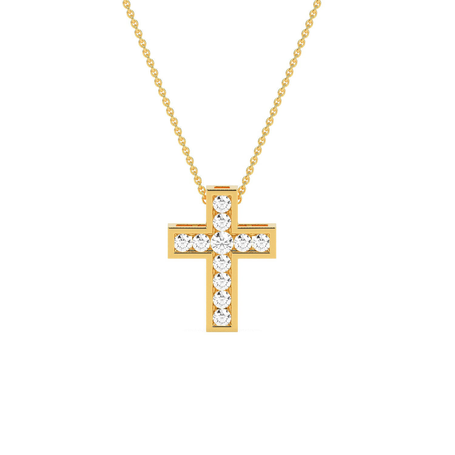 Diamond Cross Pendant Necklace in 14K & 18K Gold | White, Yellow & Rose Gold Cross Diamond Pendant