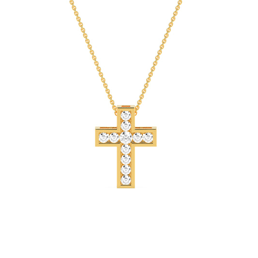 Diamond Cross Pendant Necklace in 14K & 18K Gold | White, Yellow & Rose Gold Cross Diamond Pendant
