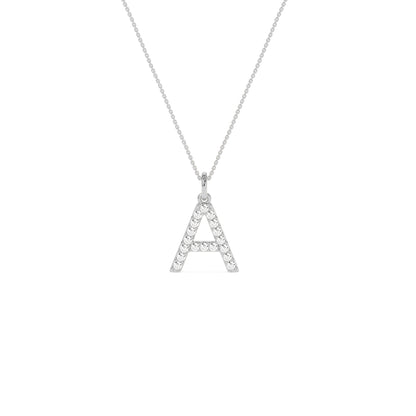 A Letter Diamond Pendant Necklace in 14K & 18K Gold | White, Yellow & Rose Gold Initial Pendant