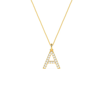 Round Diamond Initial Letter Pendant - Godahari Dev Jewells