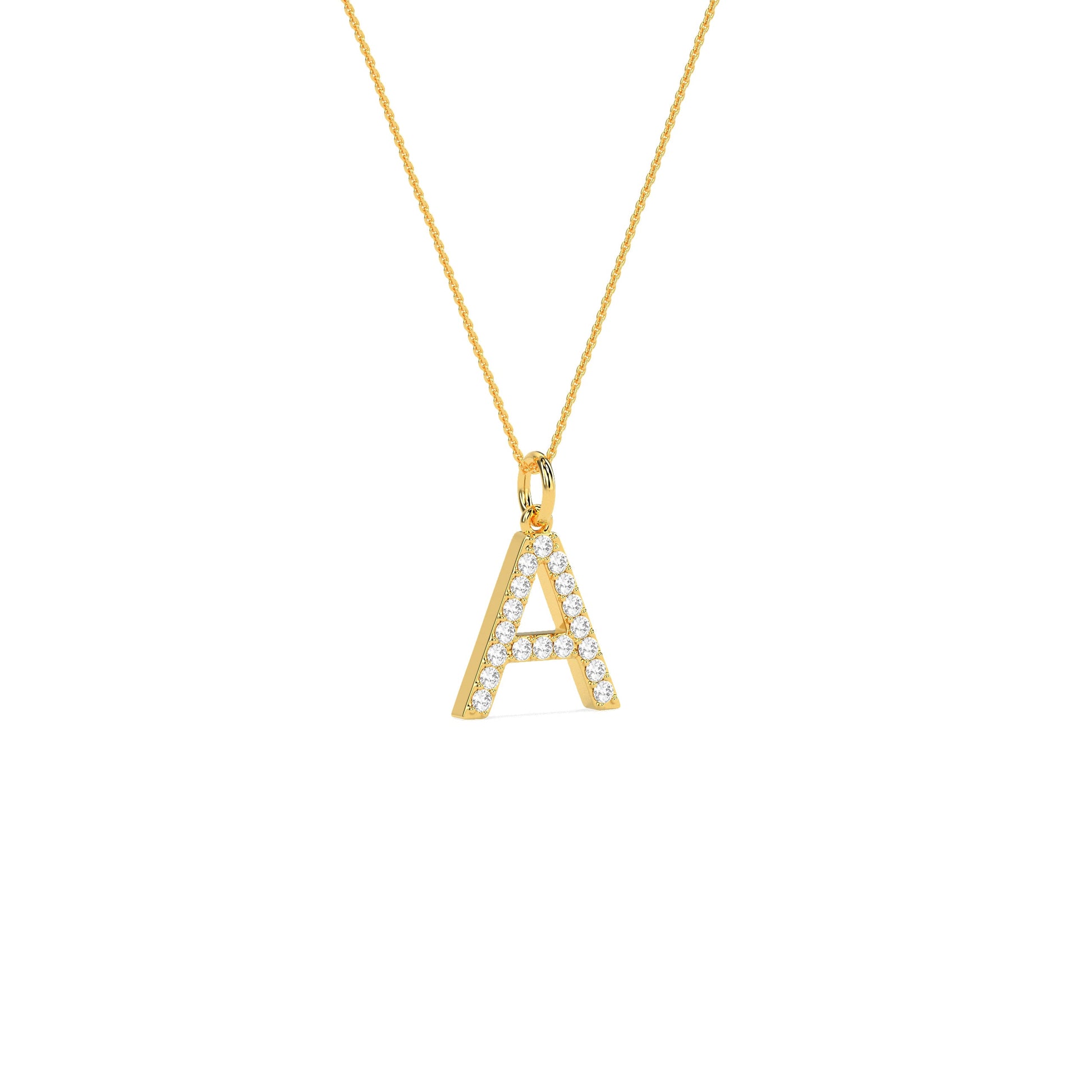 Round Diamond Initial Letter Pendant - Godahari Dev Jewells