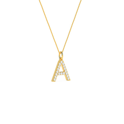 Round Diamond Initial Letter Pendant - Godahari Dev Jewells