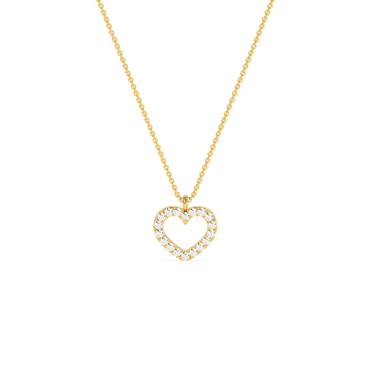 Heart Shape Diamond Pendant Necklace in 14K & 18K Gold | White, Yellow & Rose Gold Heart Diamond Pendant