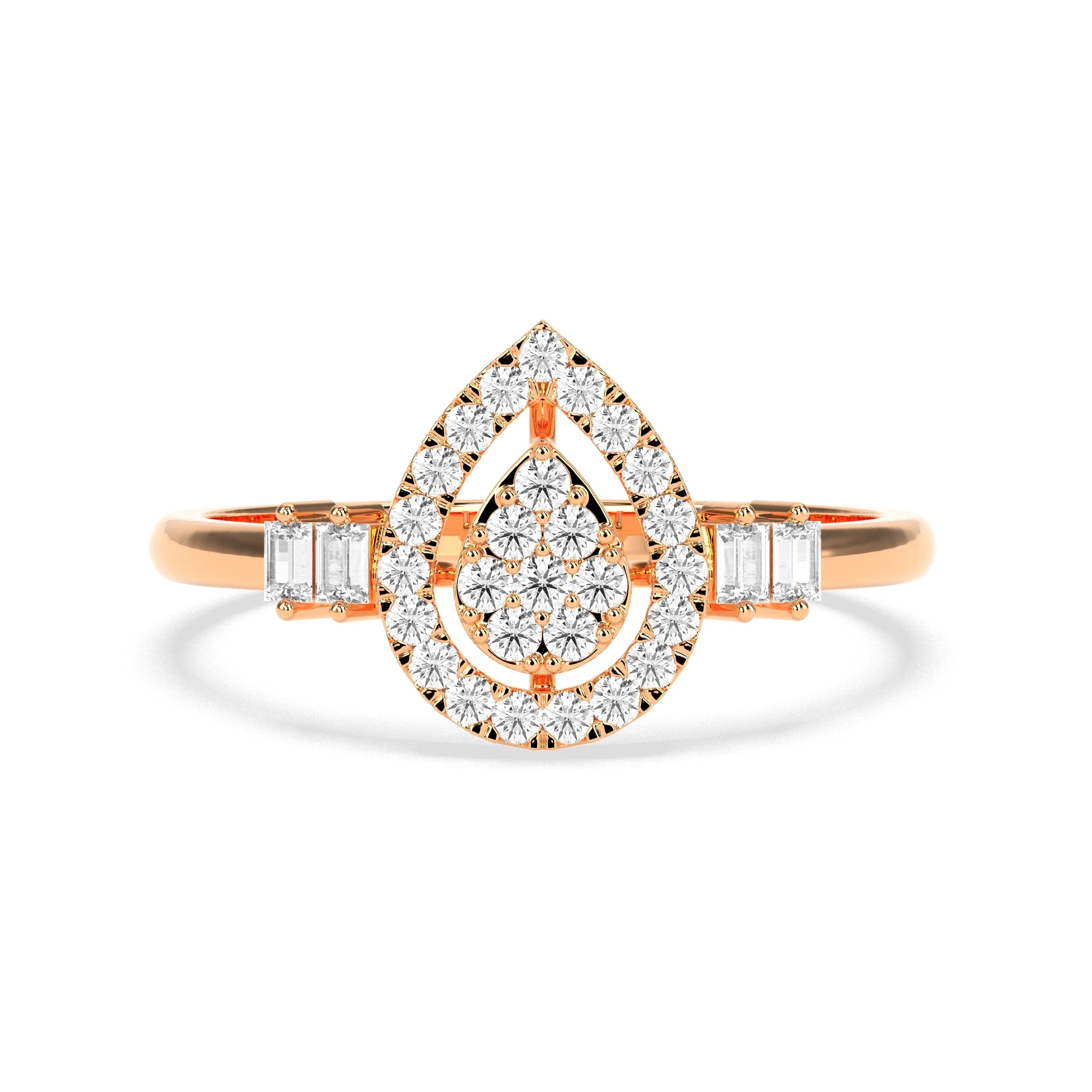 0.31 CT Golden Tears Pears  Diamond RING - Godahari Dev Jewells