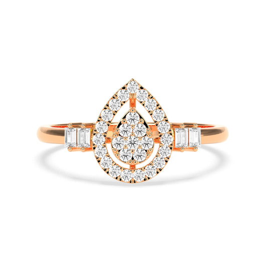 0.31 CT Golden Tears Pears  Diamond RING - Godahari Dev Jewells