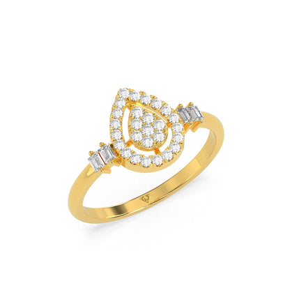 0.31 CT Golden Tears Pears  Diamond RING - Godahari Dev Jewells