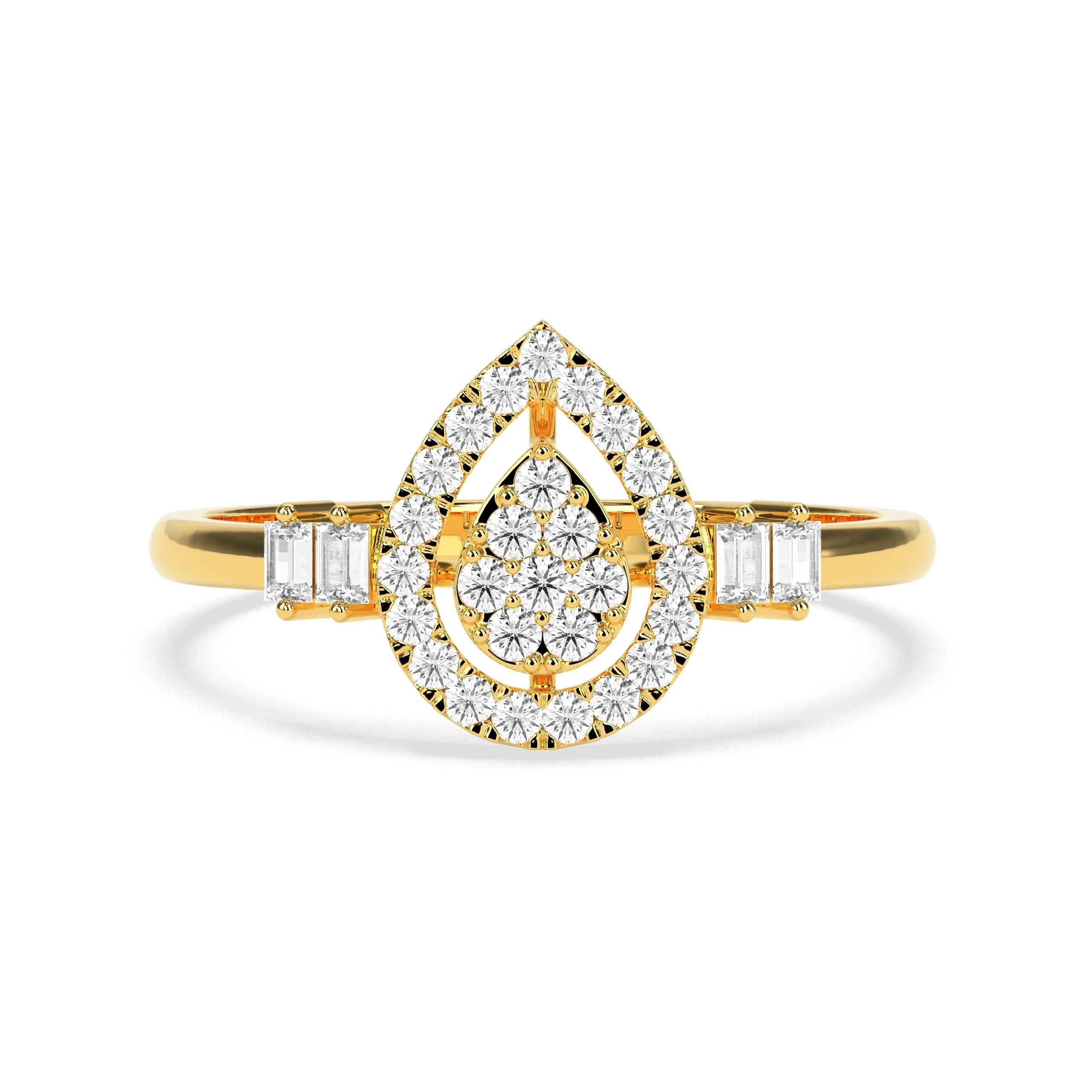 0.31 CT Golden Tears Pears  Diamond RING - Godahari Dev Jewells