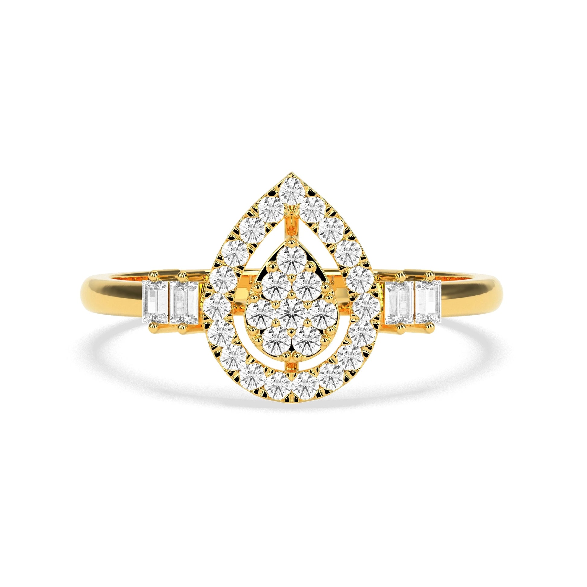 0.31 CT Golden Tears Pears  Diamond RING - Godahari Dev Jewells