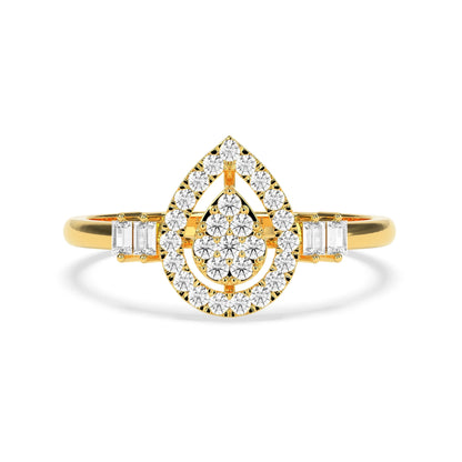 0.31 CT Golden Tears Pears  Diamond RING - Godahari Dev Jewells