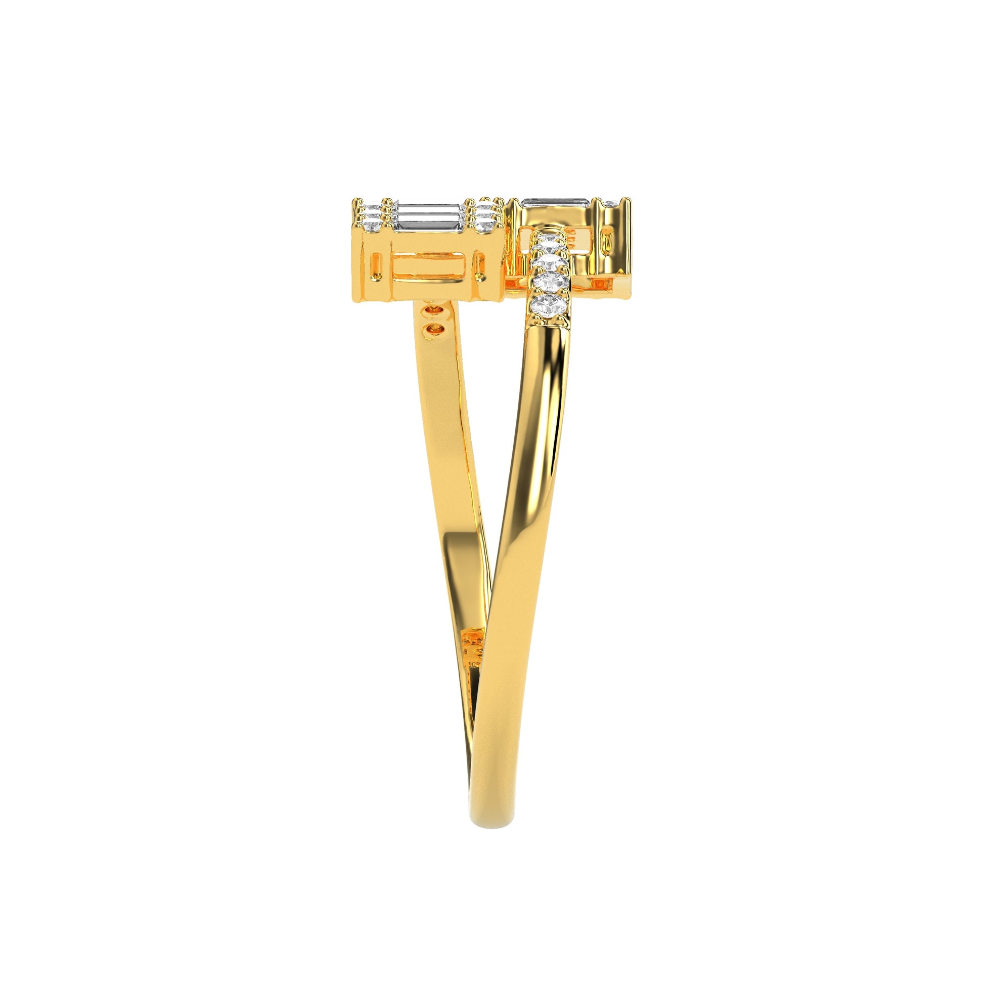 Toast of Success: Non-Tarnish  Gold Baguette Engagement Ring - Godahari Dev Jewells