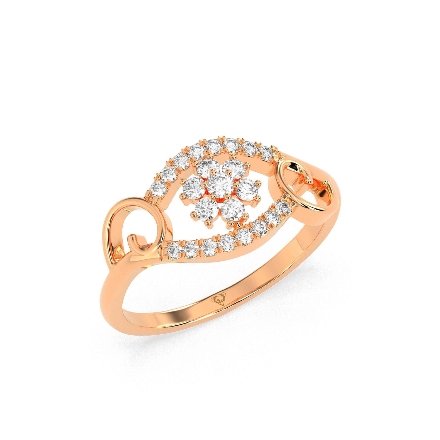 0.24 CT Flower Round Diamond Ring - GodahariDev Jewells