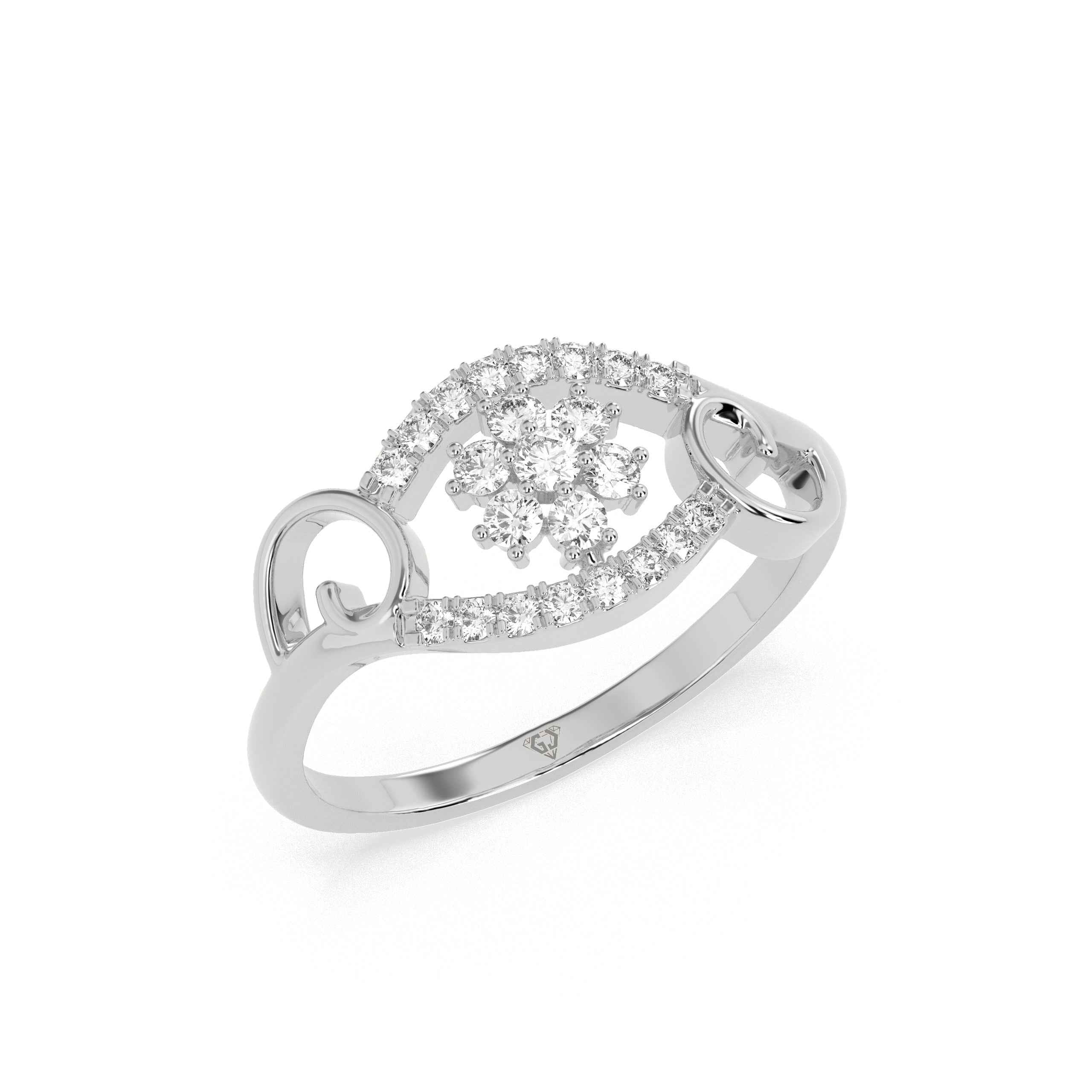 0.24 CT Flower Round Diamond Ring - GodahariDev Jewells