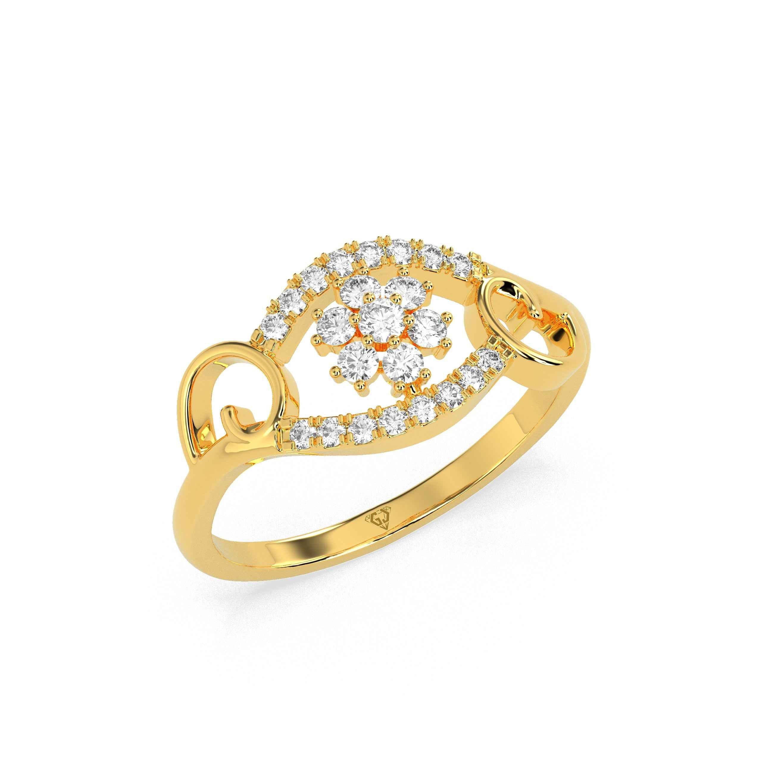 0.24 CT Flower Round Diamond Ring - GodahariDev Jewells