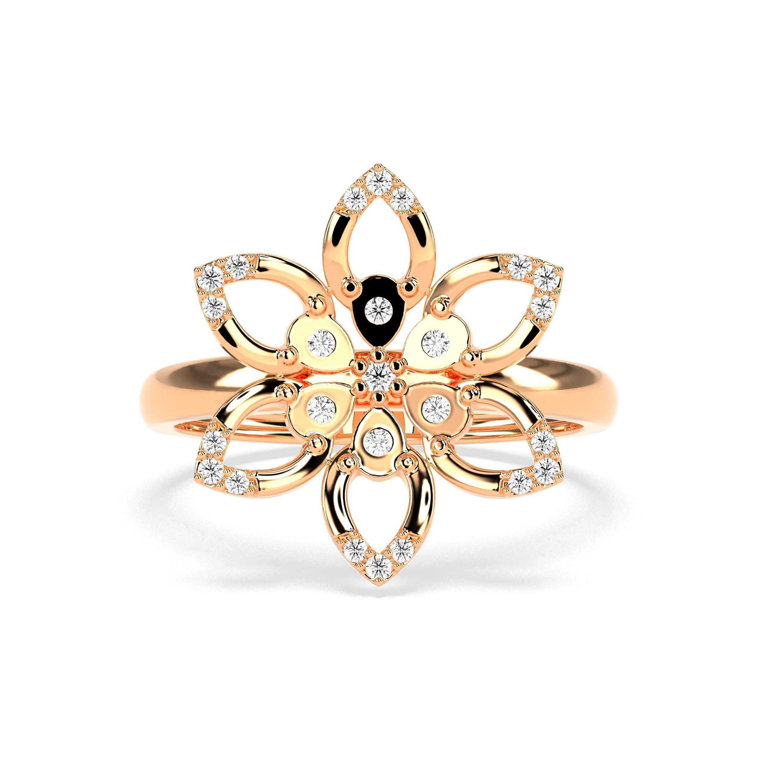 0.11 CT Flower Round Diamond Ring - GodahariDev Jewells