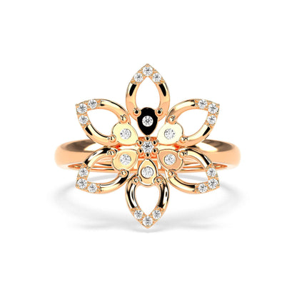 0.11 CT Flower Round Diamond Ring - GodahariDev Jewells
