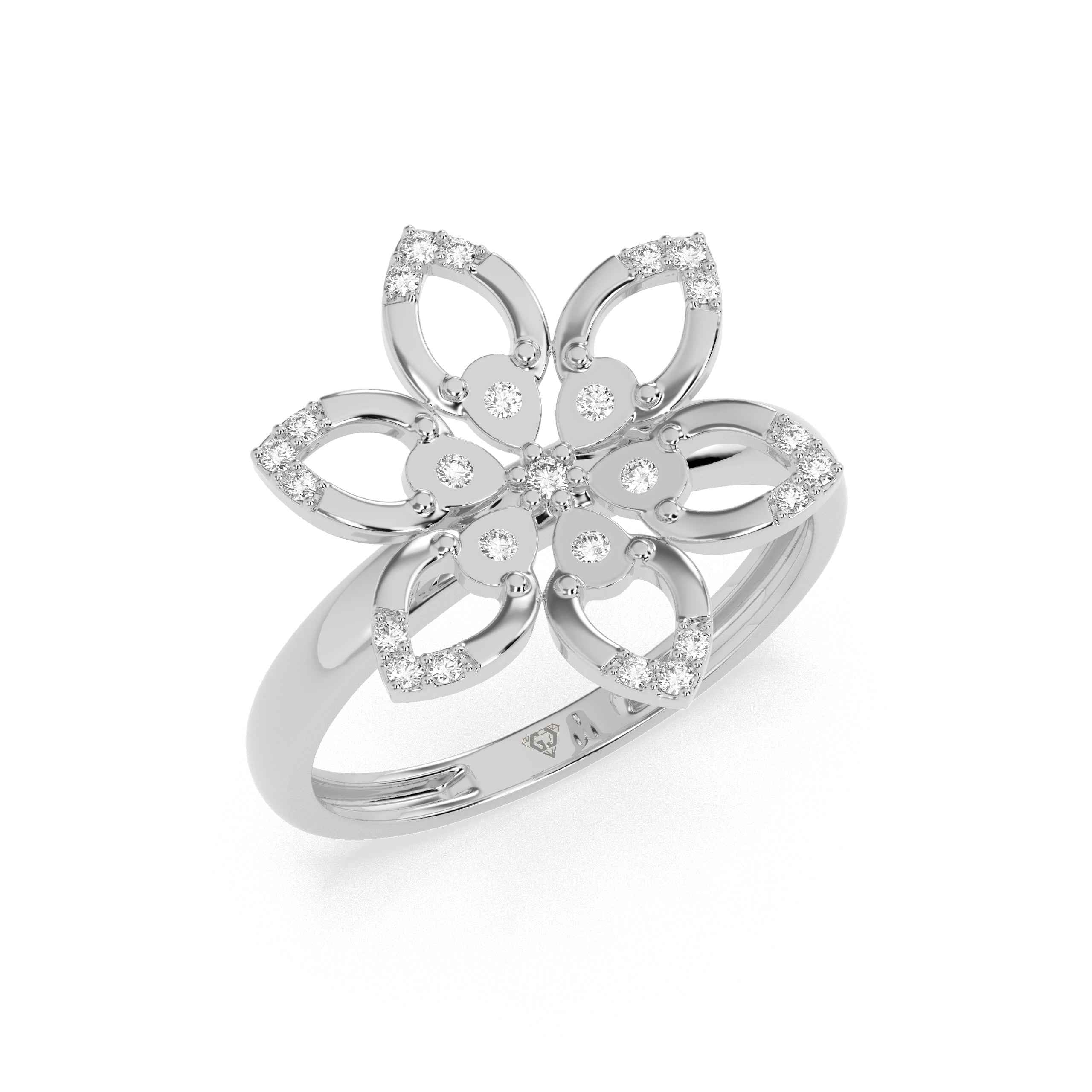 0.11 CT Flower Round Diamond Ring - GodahariDev Jewells