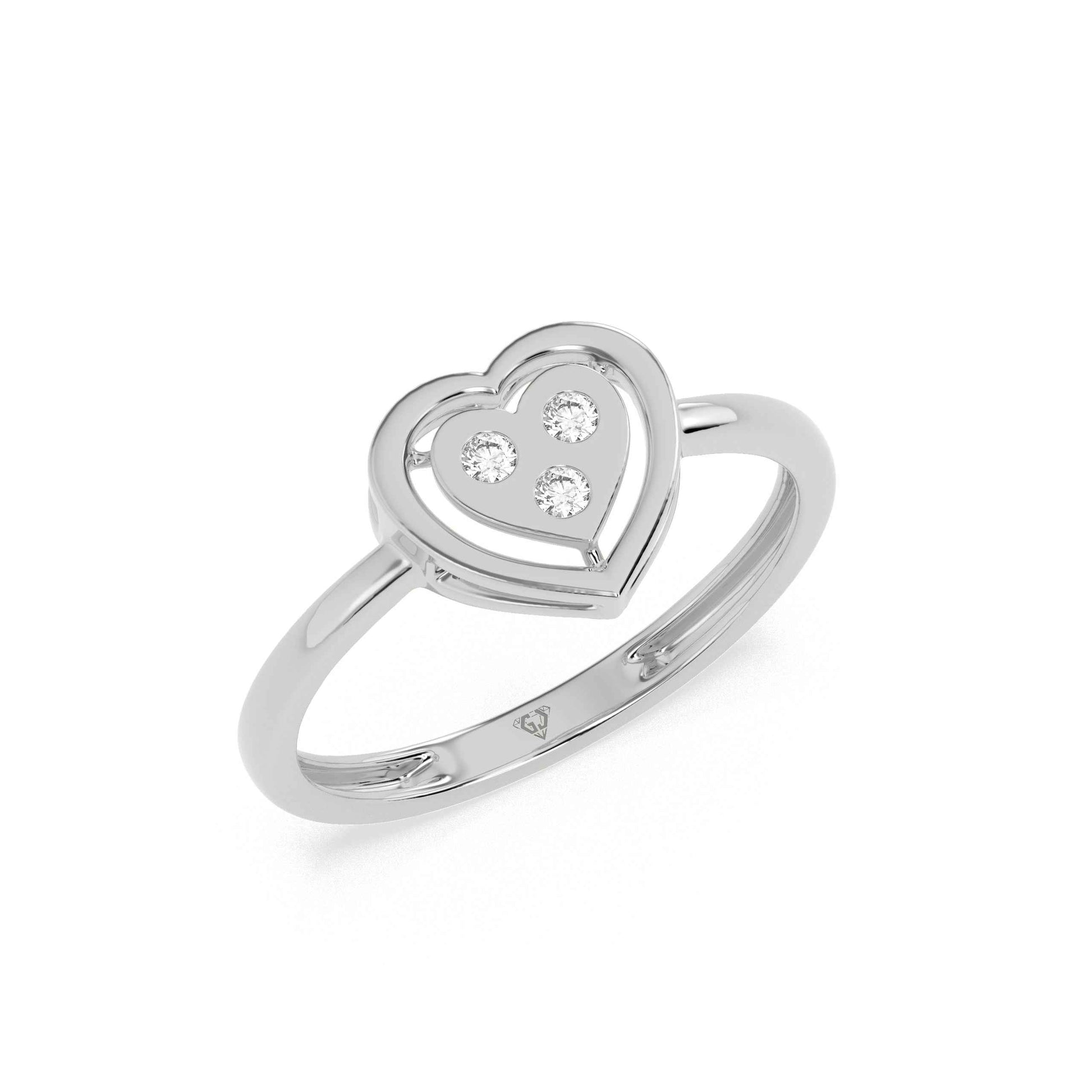 0.06 CT Heart Round Diamond Ring - GodahariDev Jewells