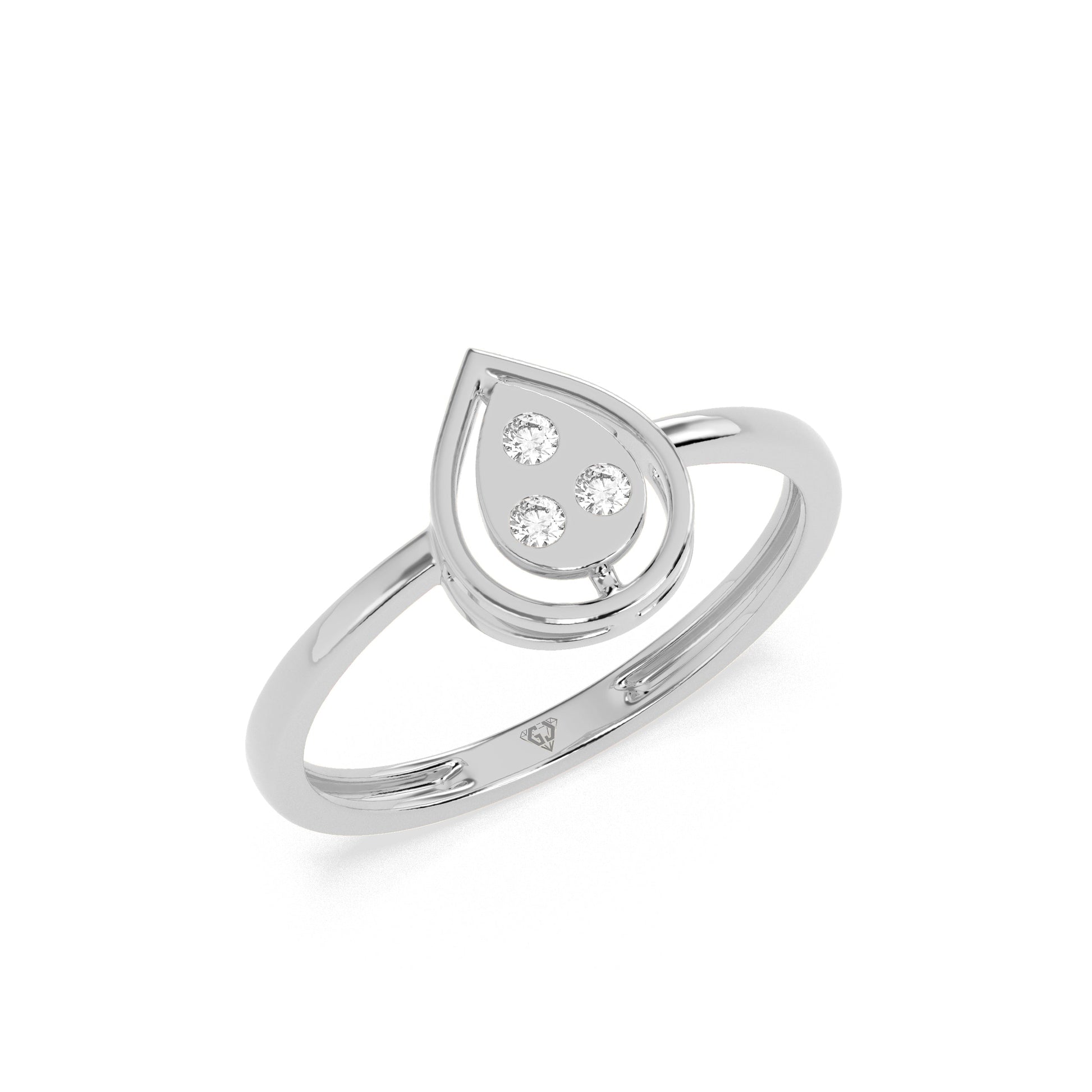 0.05 CT Pear Round Diamond Ring - Godahari Dev Jewells