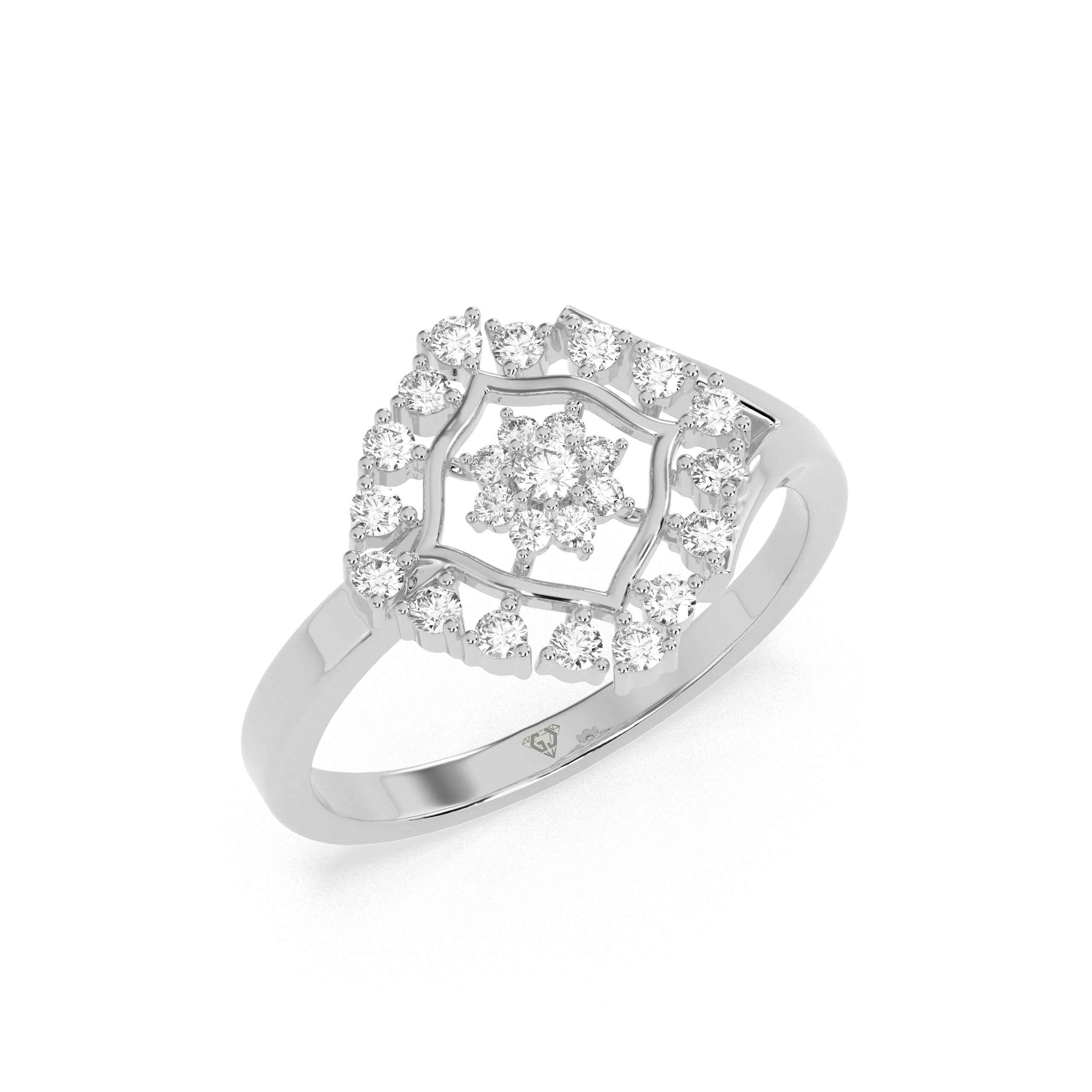 0.35 CT Cluster Round Diamond Ring - GodahariDev Jewells