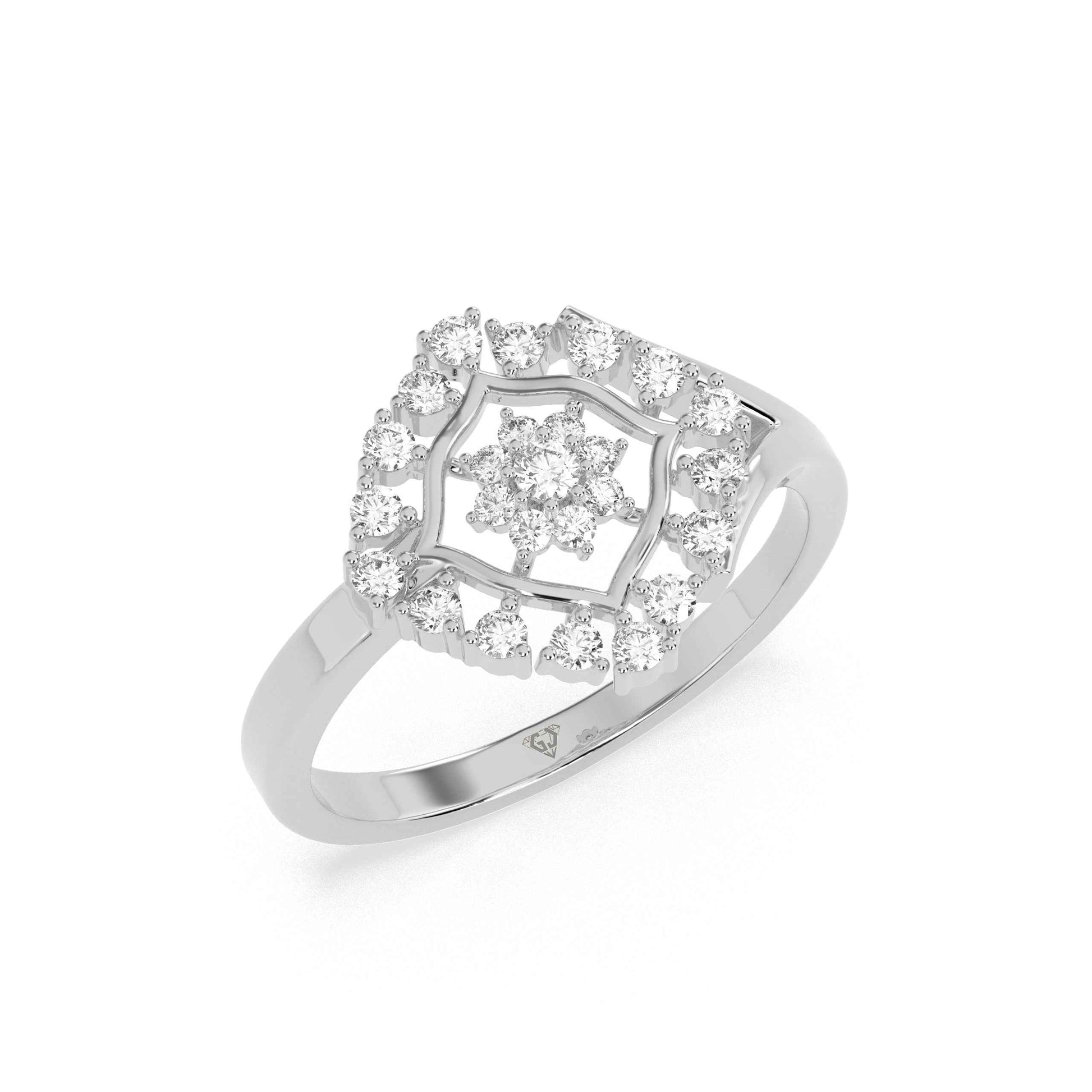 0.35 CT Cluster Round Diamond Ring - GodahariDev Jewells