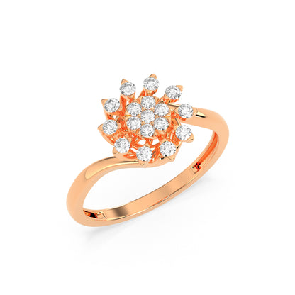 Sunburst Floral Diamond Ring in 14K & 18K Gold | White, Yellow & Rose Gold Designer Diamond Ring