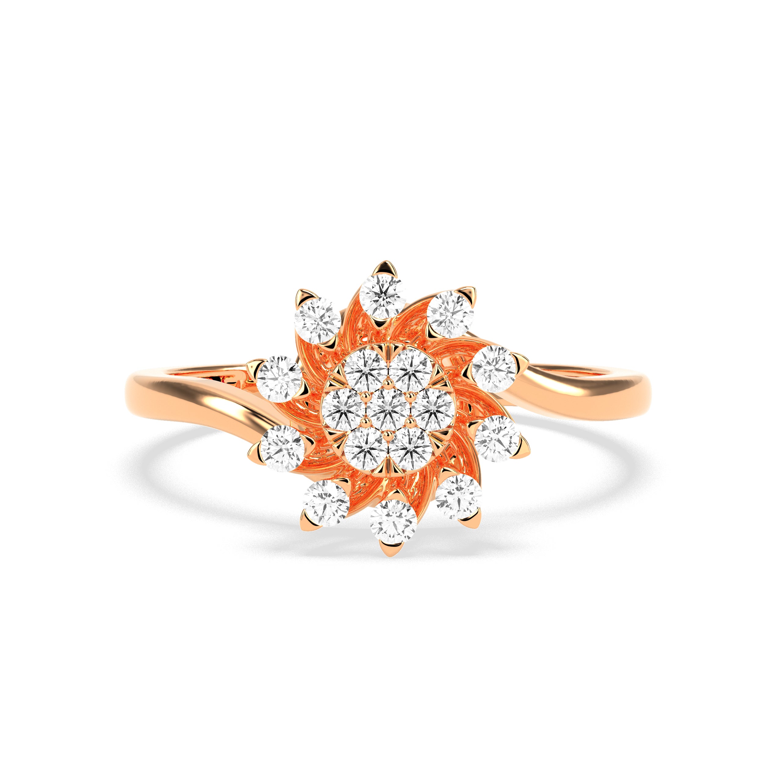 Sunburst Floral Diamond Ring in 14K & 18K Gold | White, Yellow & Rose Gold Designer Diamond Ring