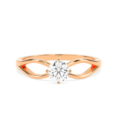 Twist Solitaire Diamond Ring in 14K & 18K Gold | White, Yellow & Rose Gold Elegant Engagement Ring