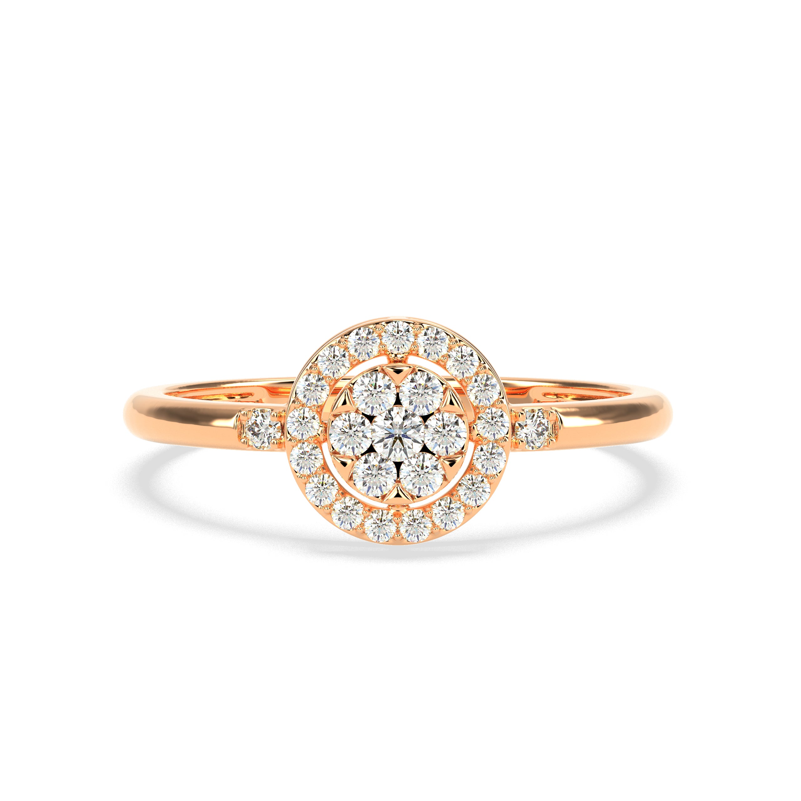 Round Halo Diamond Cluster Ring in 14K & 18K Gold | Natural Diamond Ring