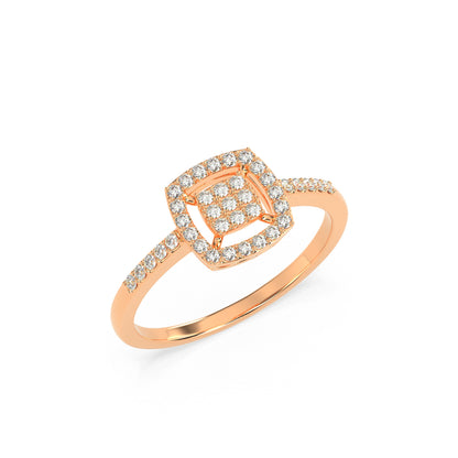 Double Halo Square Diamond Ring in 14K & 18K Gold | White, Yellow & Rose Gold Designer Diamond Ring