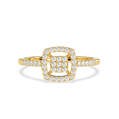 Double Halo Square Diamond Ring in 14K & 18K Gold | White, Yellow & Rose Gold Designer Diamond Ring