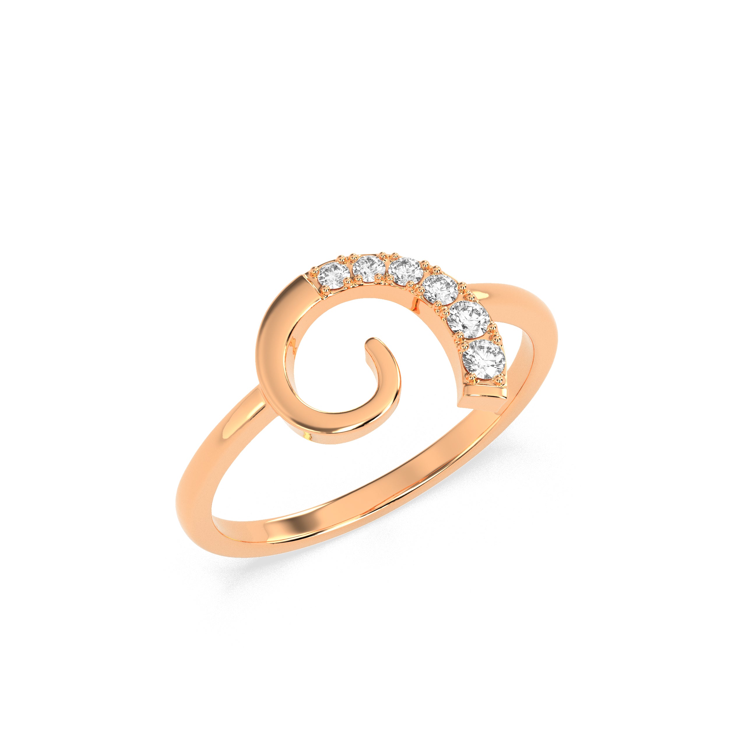 Modern Curved Diamond Ring in 14K & 18K Gold | White, Yellow & Rose Gold Designer Diamond Ring