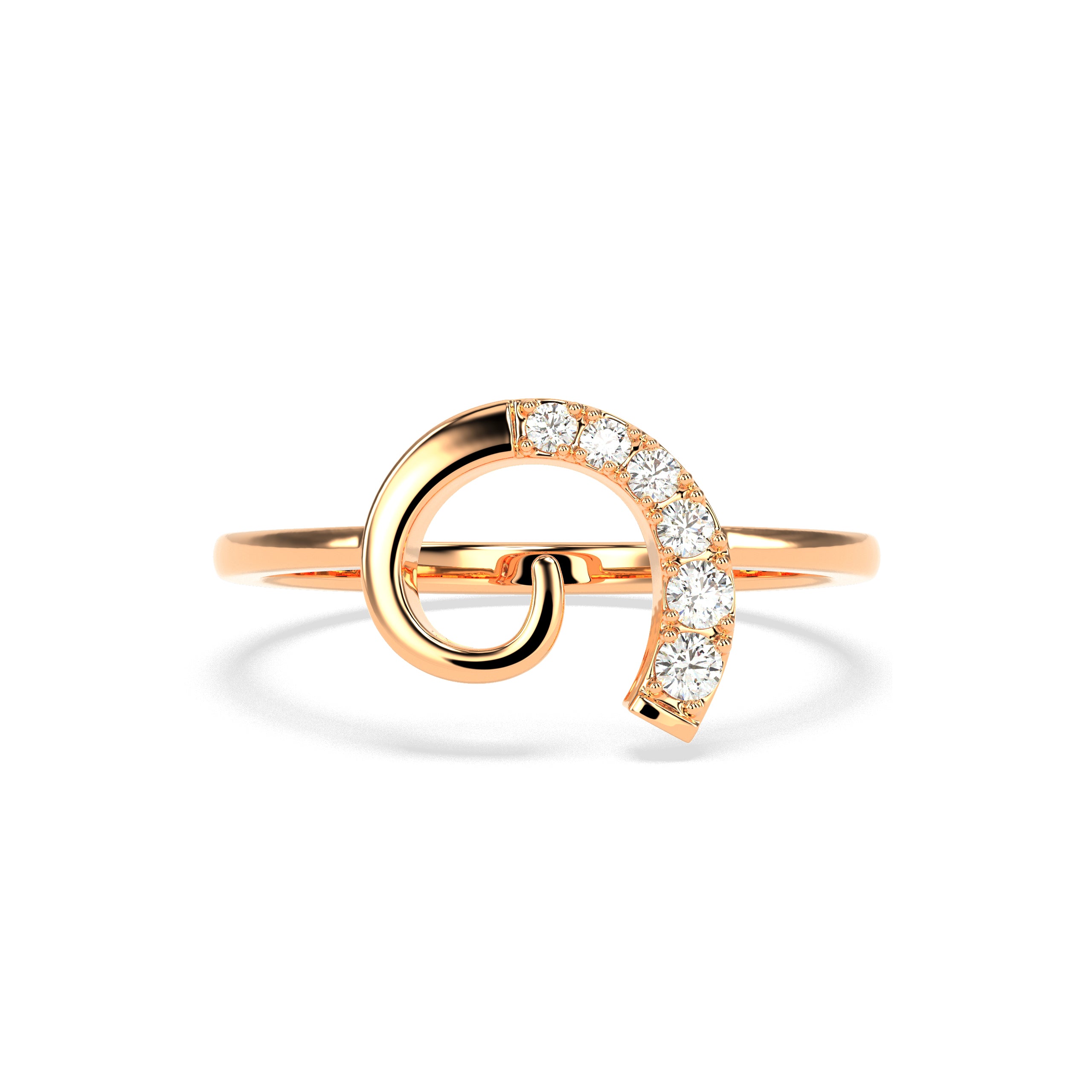 Modern Curved Diamond Ring in 14K & 18K Gold | White, Yellow & Rose Gold Designer Diamond Ring