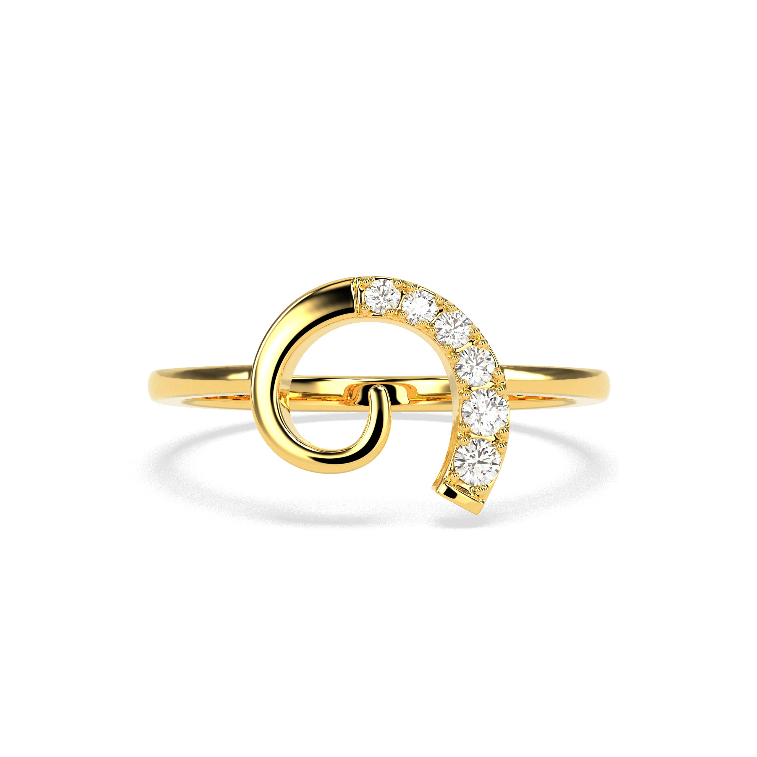 Modern Curved Diamond Ring in 14K & 18K Gold | White, Yellow & Rose Gold Designer Diamond Ring