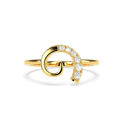 Modern Curved Diamond Ring in 14K & 18K Gold | White, Yellow & Rose Gold Designer Diamond Ring