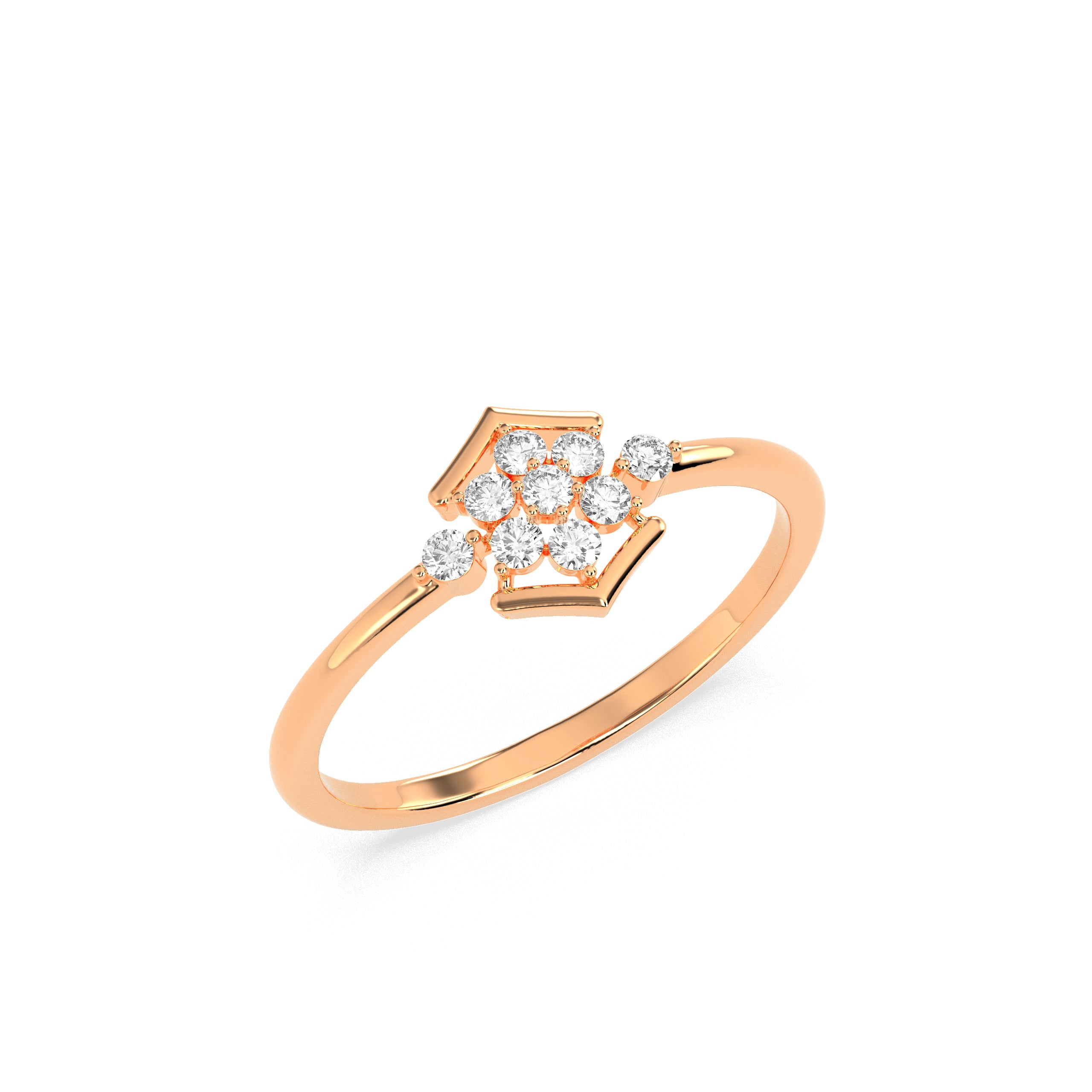 Floral Cluster Diamond Ring in 14K & 18K Gold | White, Yellow & Rose Gold Elegant Diamond Ring