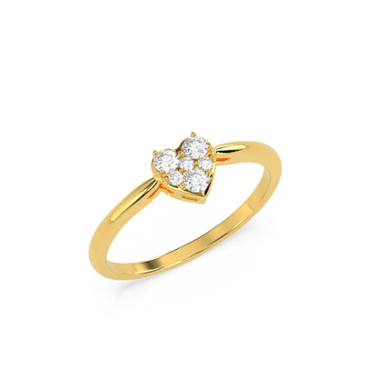 Heart Shape Diamond Cluster Ring in 14K/18K White, Yellow & Rose Gold | Elegant Love Diamond Ring | Godavaridev Jewells