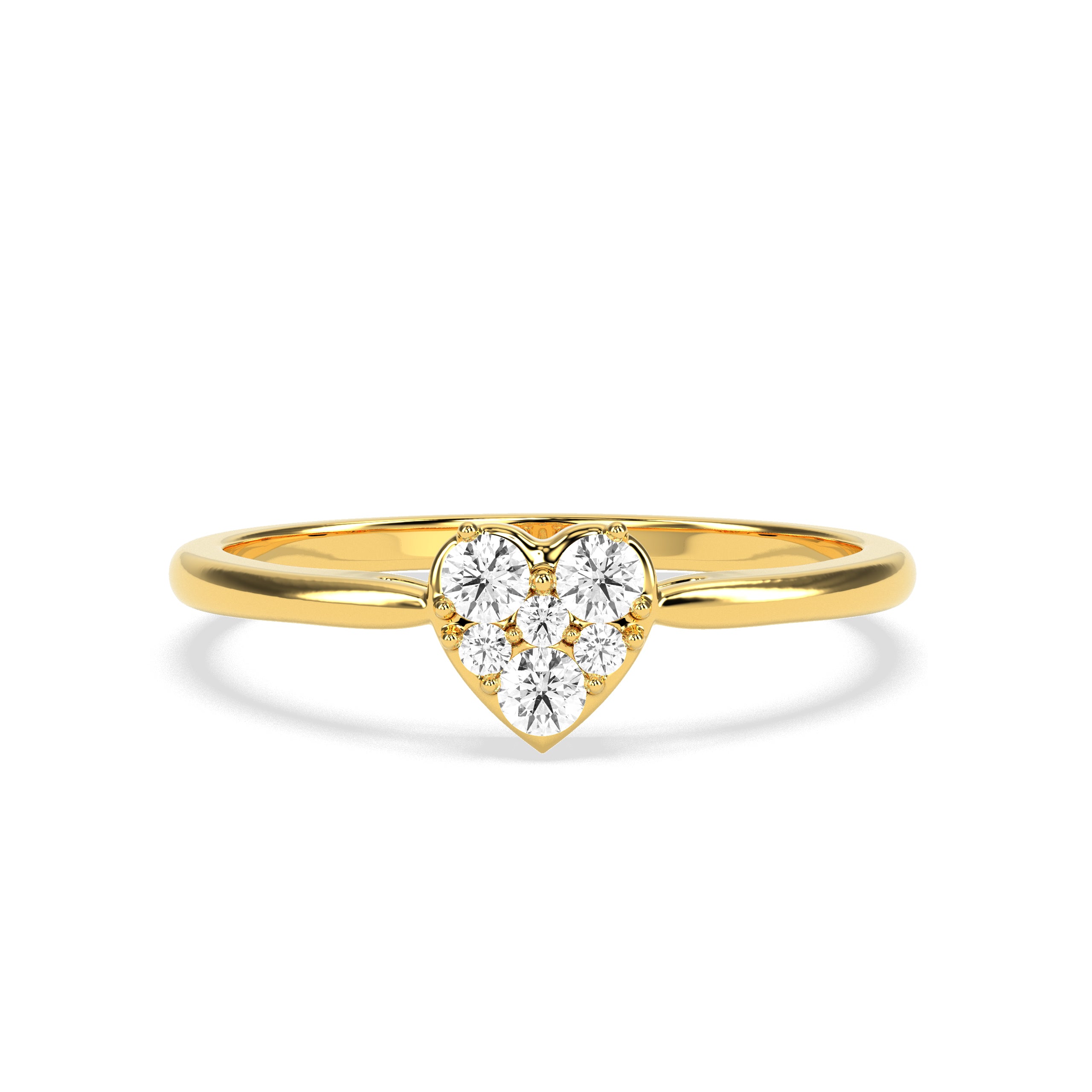 Heart Shape Diamond Cluster Ring in 14K/18K White, Yellow & Rose Gold | Elegant Love Diamond Ring | Godavaridev Jewells