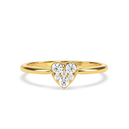 Heart Shape Diamond Cluster Ring in 14K/18K White, Yellow & Rose Gold | Elegant Love Diamond Ring | Godavaridev Jewells