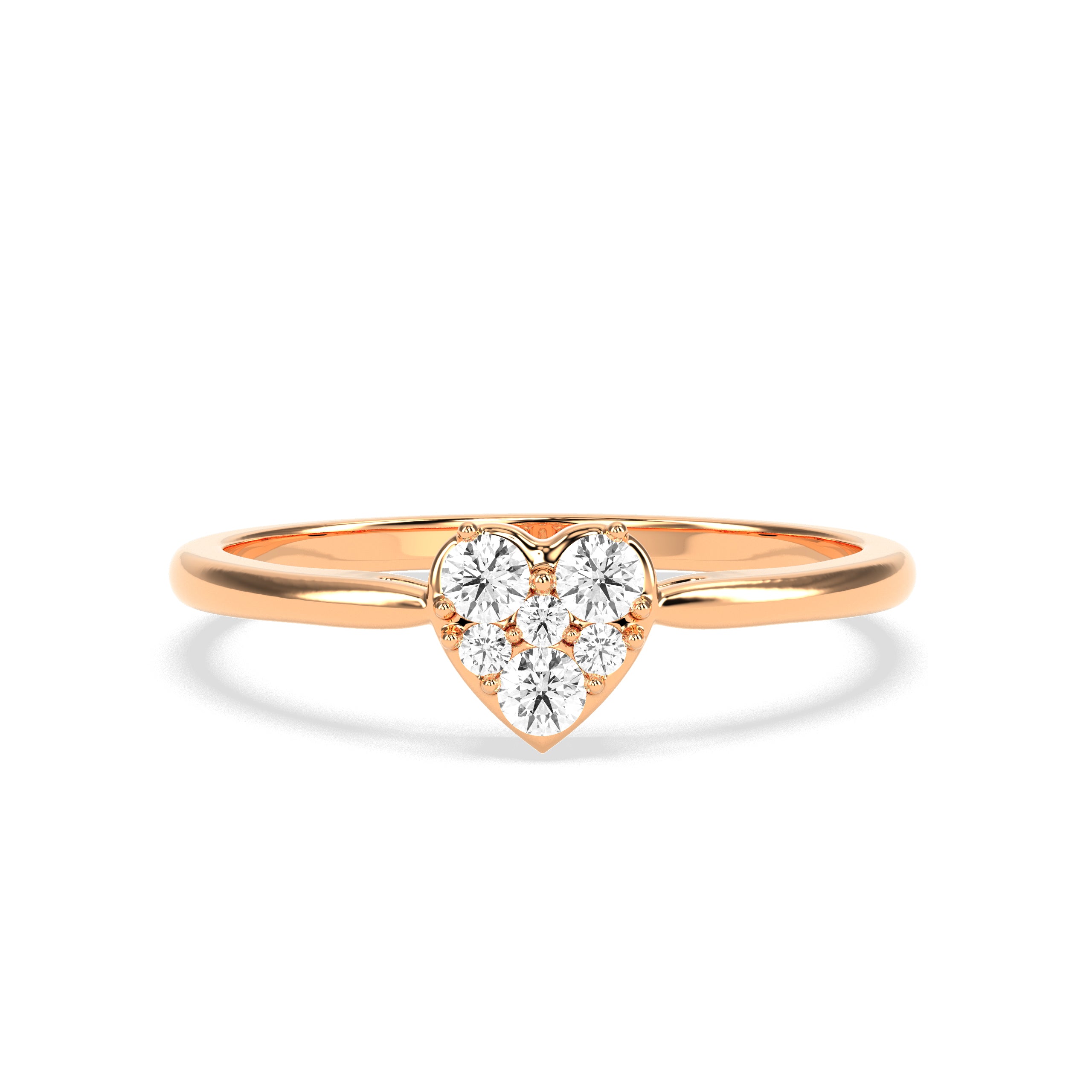 Heart Shape Diamond Cluster Ring in 14K/18K White, Yellow & Rose Gold | Elegant Love Diamond Ring | Godavaridev Jewells
